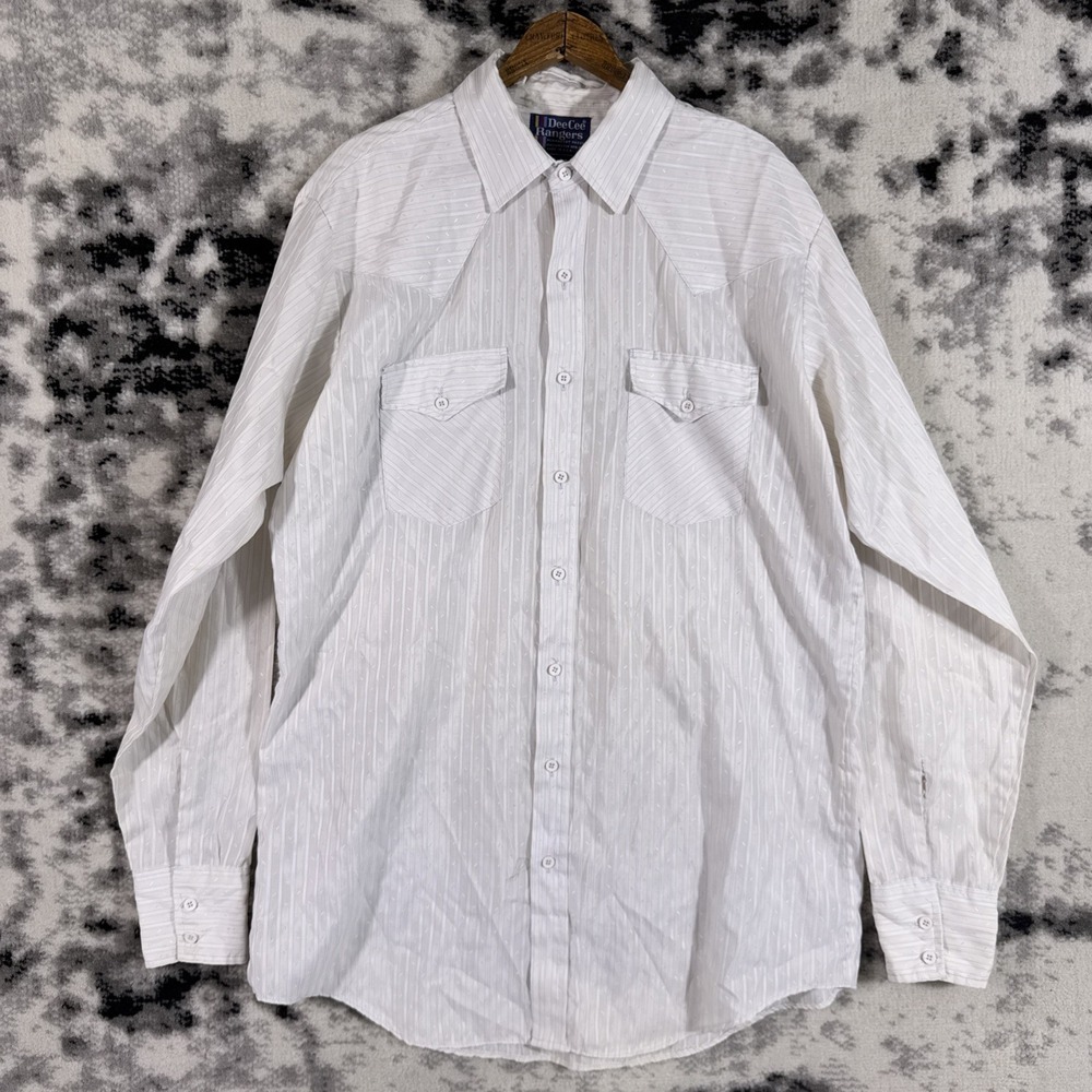 DeeCee Rangers Shirt Mens 16-16.5 TALL White Pockets Cowboy Western Rodeo Y2K‎